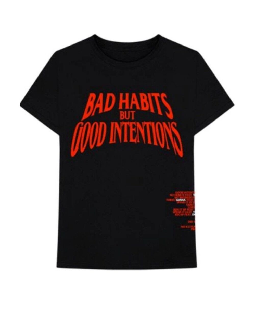 Vlone x Nav Bad Habits but Good Intentions T-Shirt - Black size small  100% AUTH